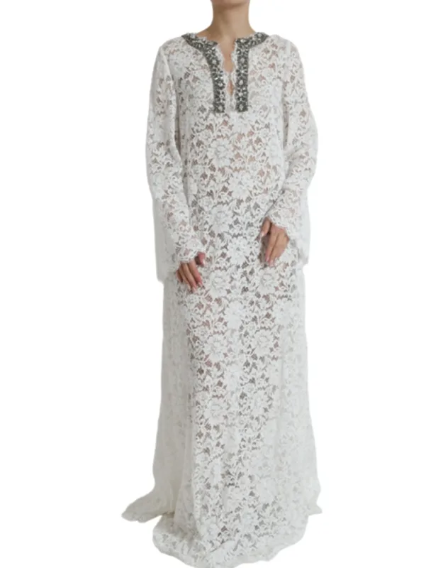 Lace Crystal Embellished Shift Dress