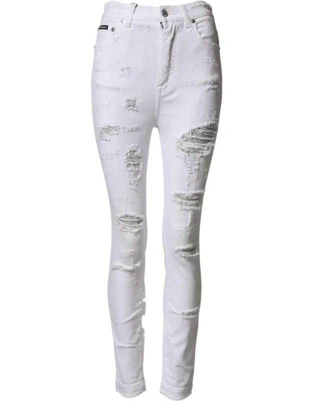 Distressed High Waist Denim Jeans