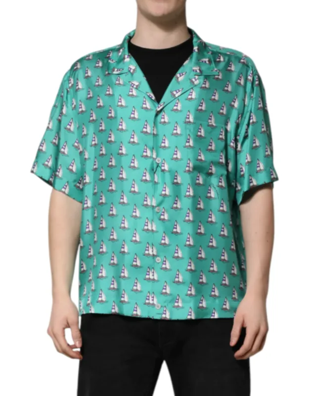 Printed Short Sleeve Casual Shirt Silk