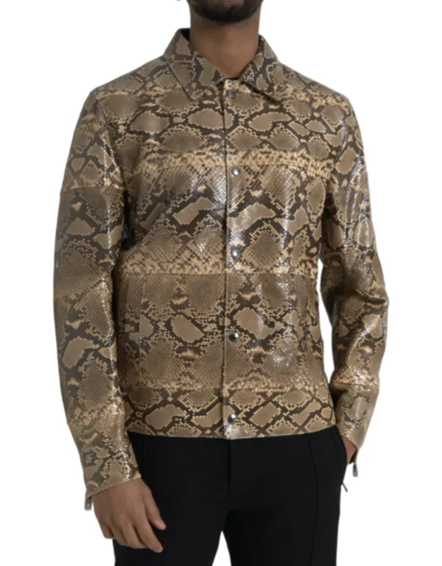 Exotic Leather Biker Blouson Jacket