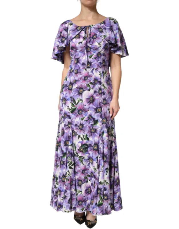 Floral Silk Stretch Elegant Gown