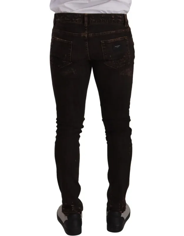 Distressed Slim Fit Skinny Denim Jeans
