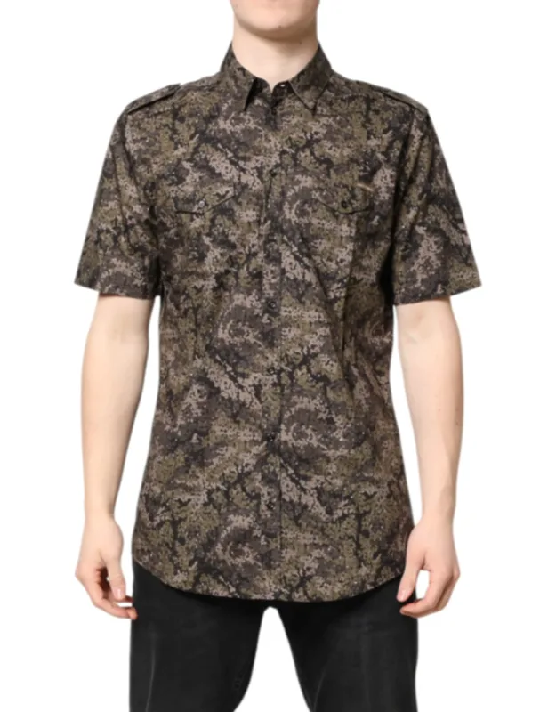 Multicolor Camouflage Button Down Shirt