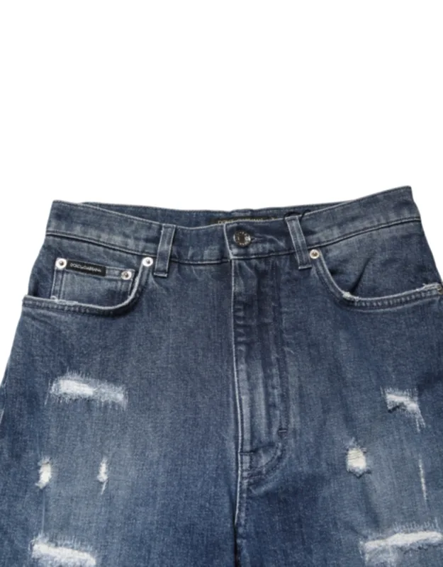 Distressed Washed Logo Grace Denim Jeans