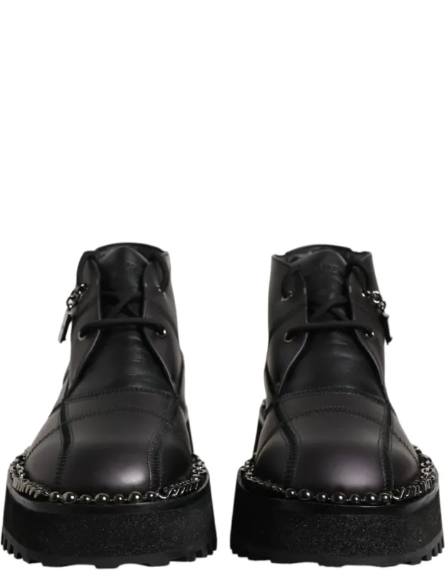 Leather Lace-up Ankle Boots