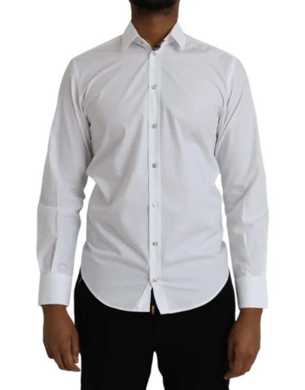 White Cotton Long Sleeve Dress Martini Shirt