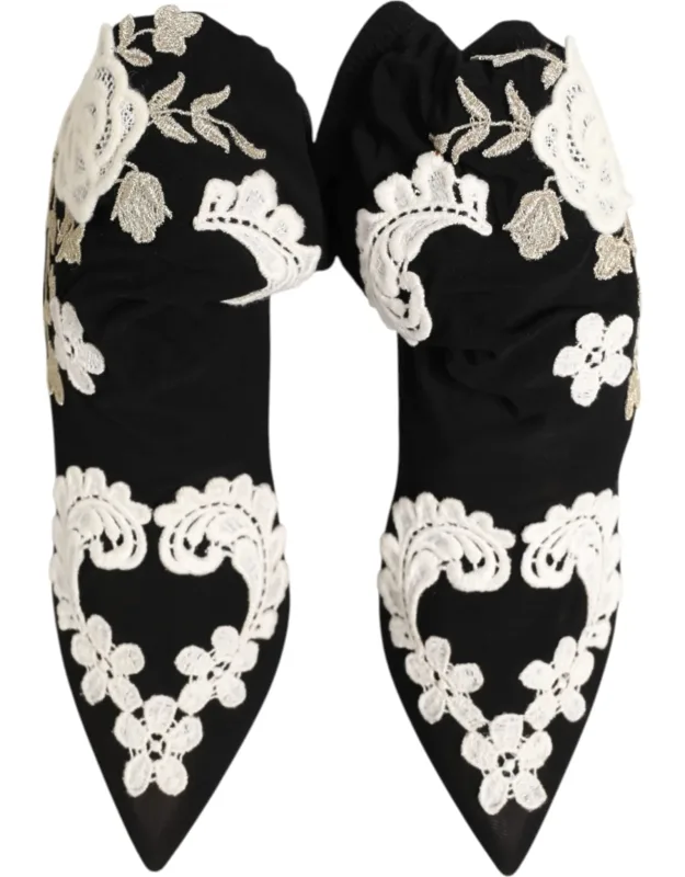 Embroidered Jersey Stiletto Boots