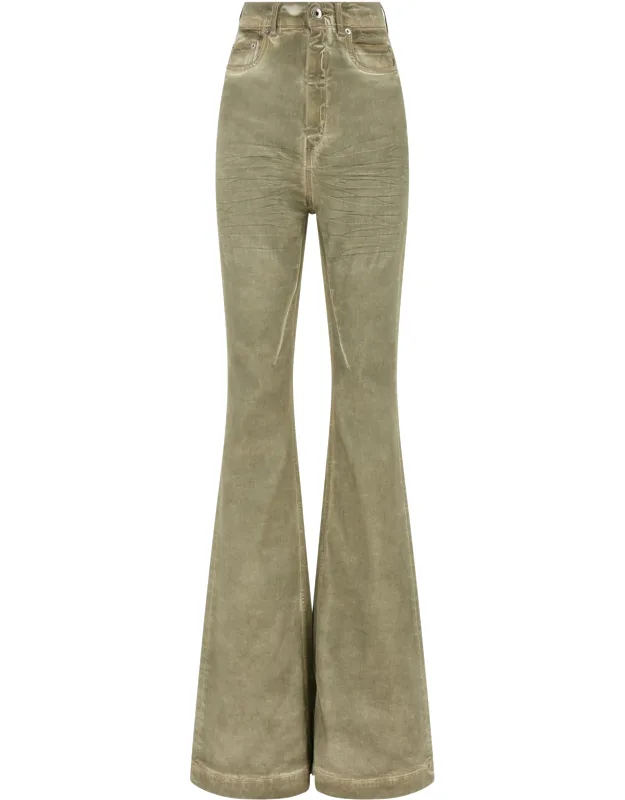 Beige Cotton Bootcut Jeans
