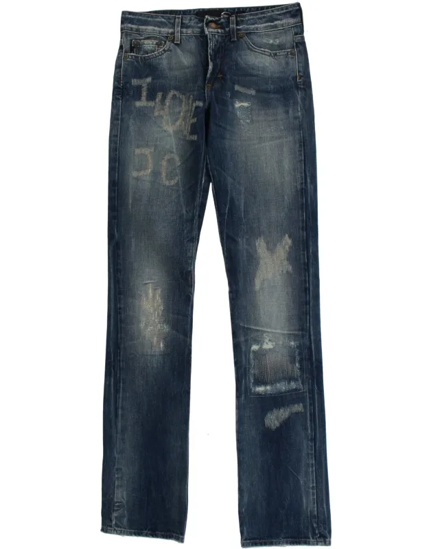 Torn Cotton Straight Fit Jeans