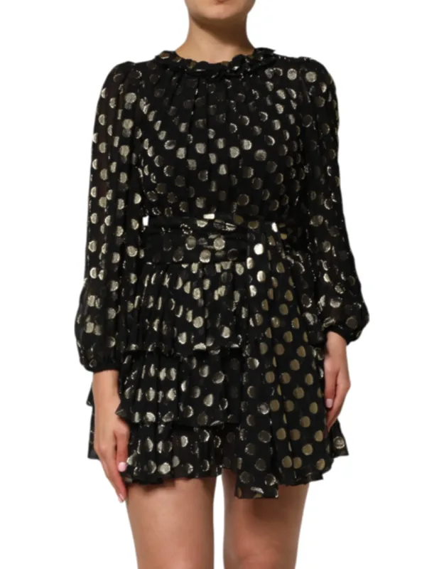Polka Dot Silk Brocade Mini Dress
