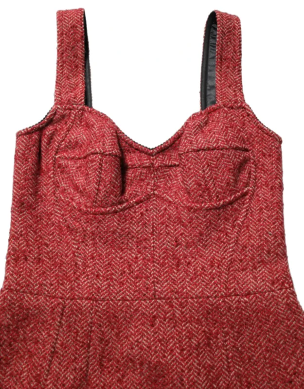 Multicolor Tweed Belted Babydoll Mini Dress