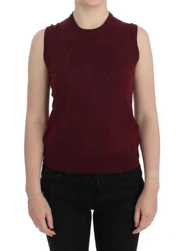 Sleeveless Crewneck Vest Pullover Wool Clothing
