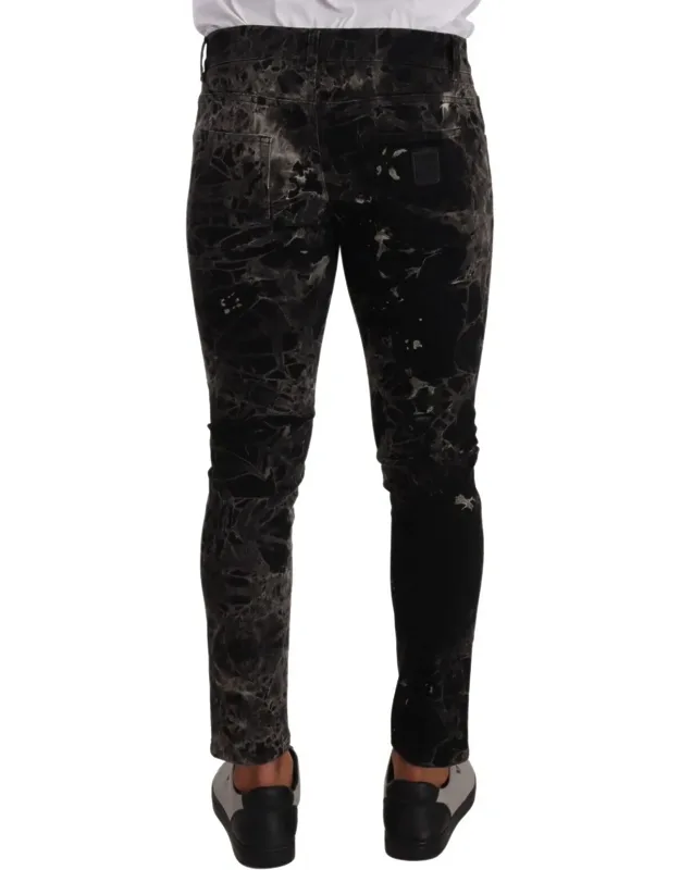 Patterned Skinny Slim Fit Jeans