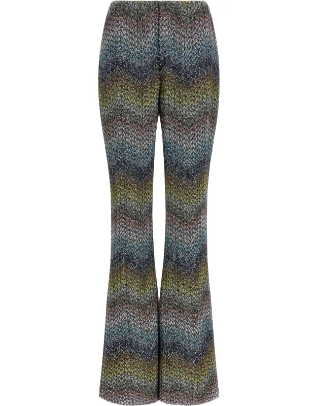Multicolor Viscose Flared Pants