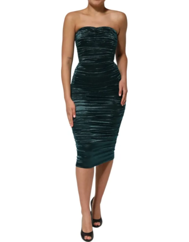 Silk Satin Fitted Strapless Dress