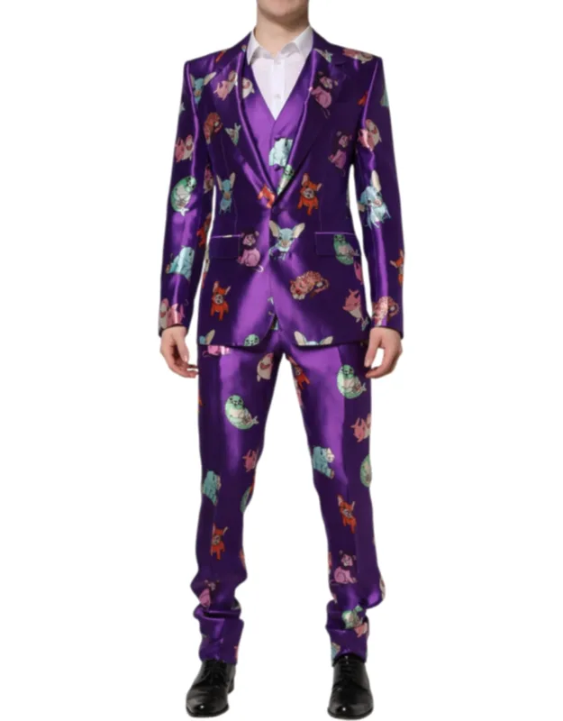Silk Animal Print 3 Piece Suit