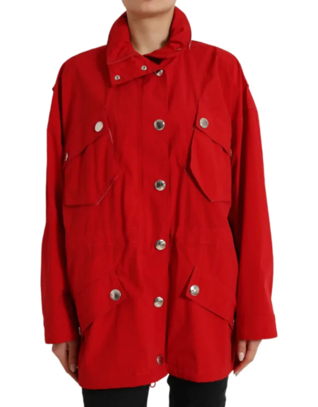 Hooded Button Rain Coat