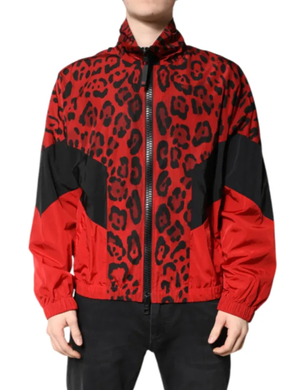 Leopard Nylon Bomber Jacket