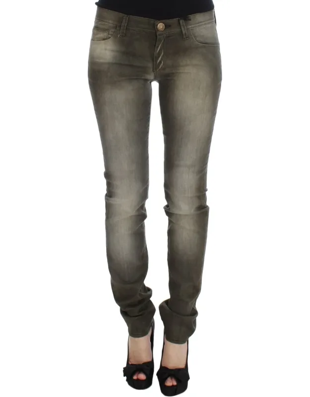 Gray Wash Cotton Blend Slim Fit Jeans