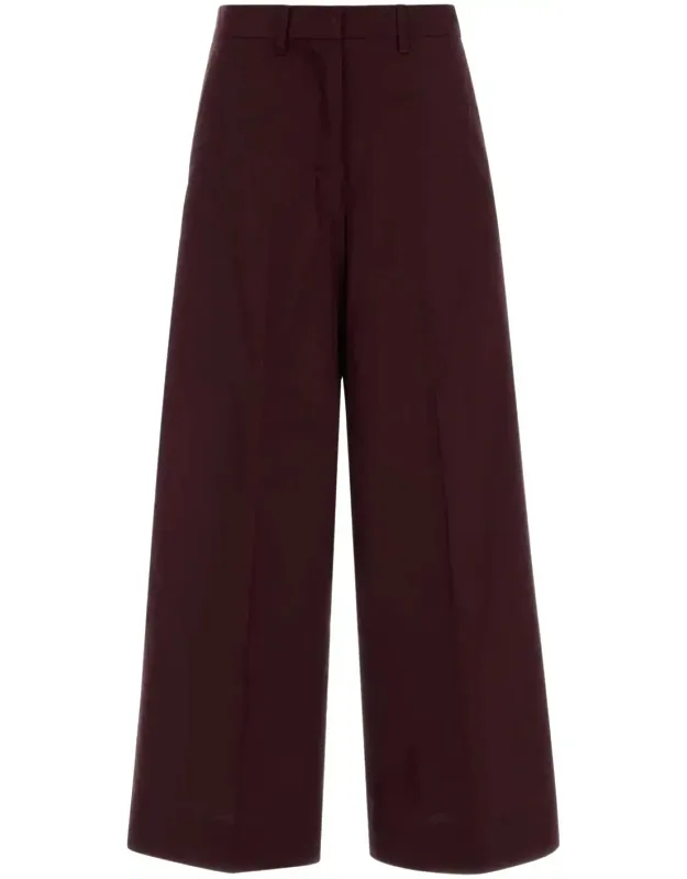 Aubergine Poplin Wide-leg Pants