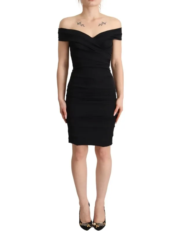 Bodycon Silk Off Shoulder Sheath Dress