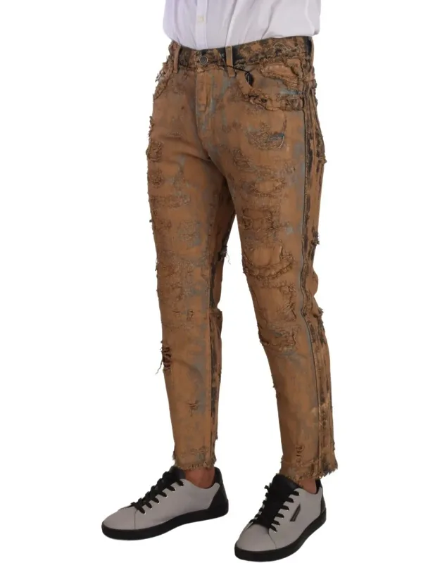 Distressed Cotton Regular Denim Jeans