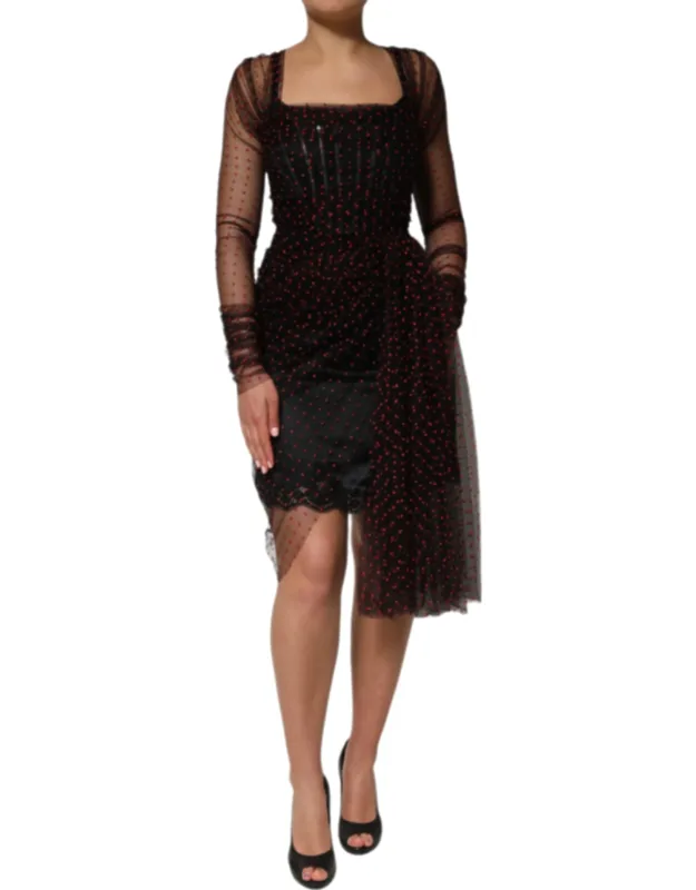 Lace Trim Long Sleeve Sheath Mini Dress