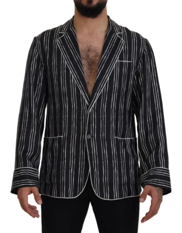 Striped Silk Pajama Shirt Jacket