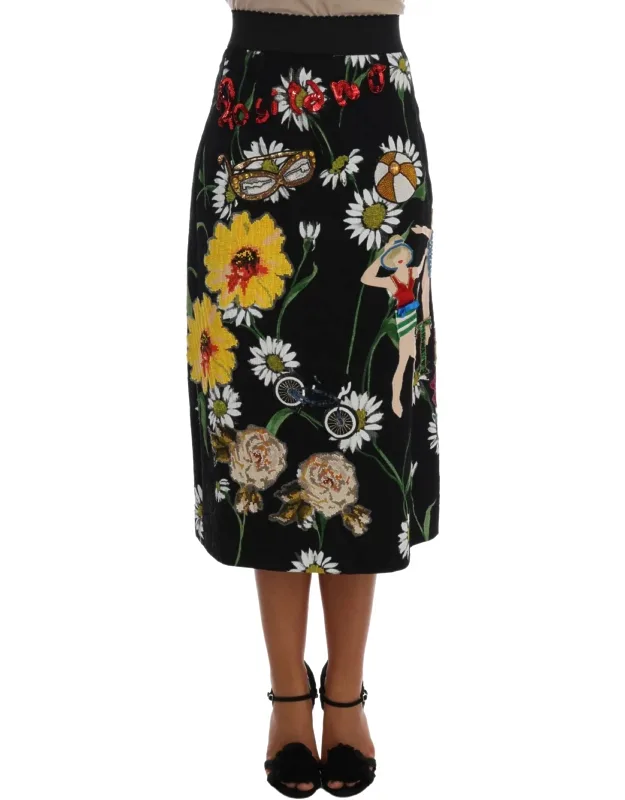 Embellished Daisy Brocade Skirt