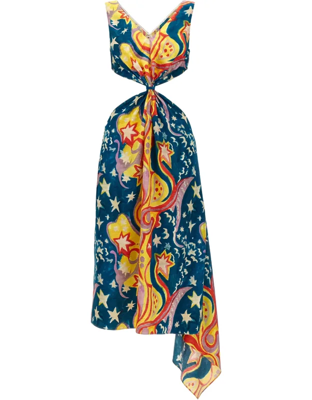 Multicolor Viscose Long Dress