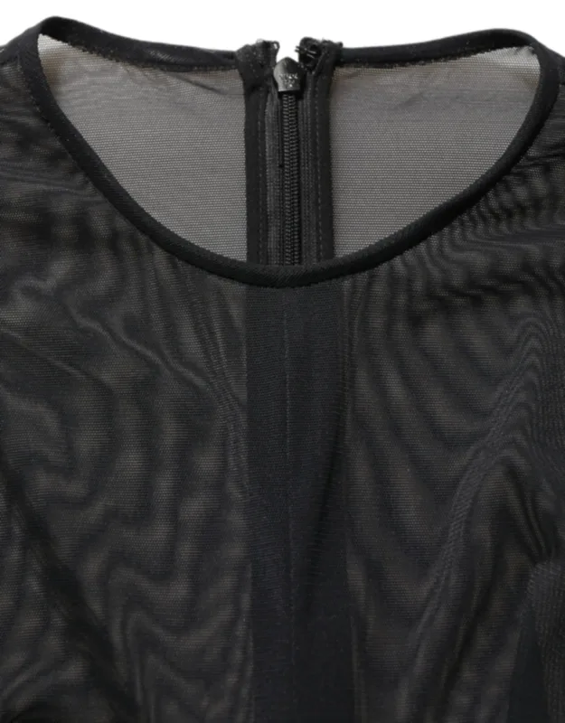 Long Sleeve Sheer Fitted Maxi Dress