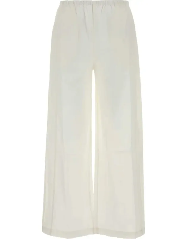 White Cotton Wide-leg Pants