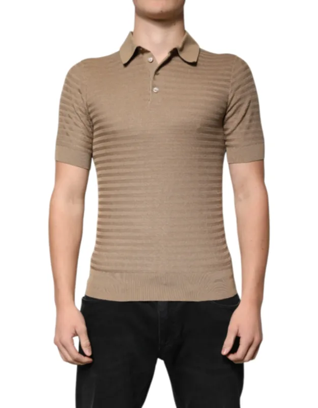 Collared Short Sleeve Polo T-shirt Silk