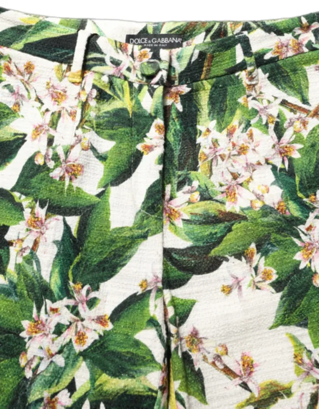 Floral Print Cropped Straight Pants