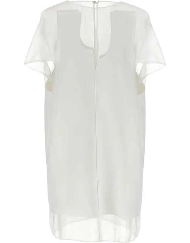 White Polyester Short Dress