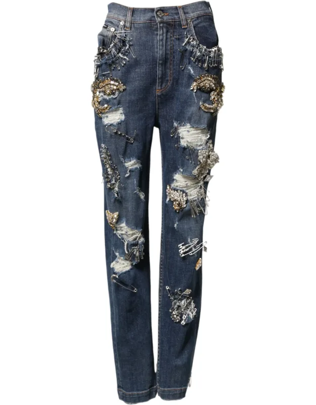 Rhinestone Embellished Denim Jeans