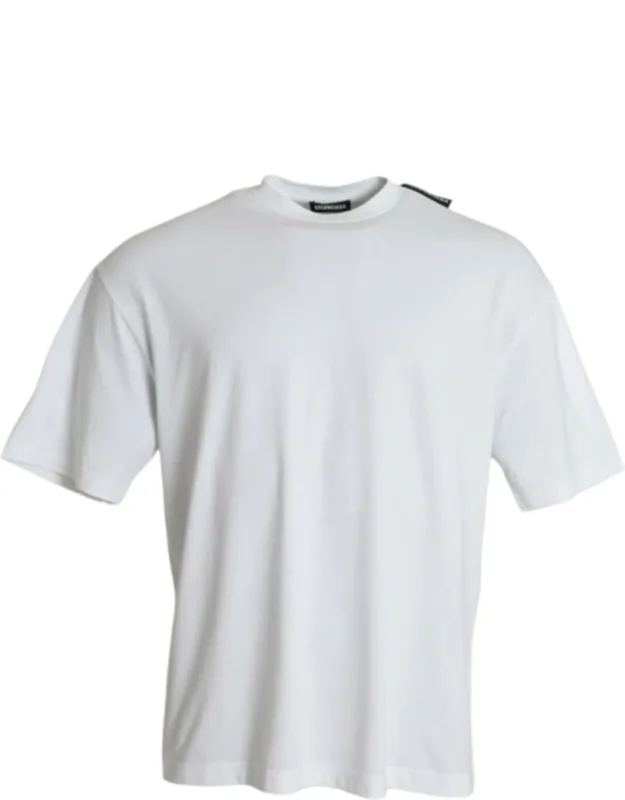 Off White Cotton Jersey Round Neck T-shirt