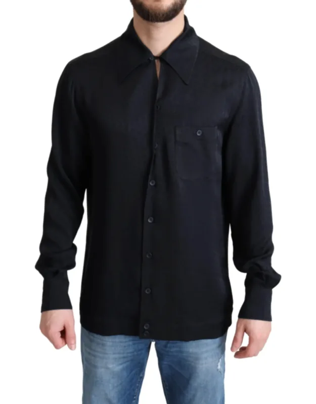 Jacquard Silk Casual Button Down Shirt