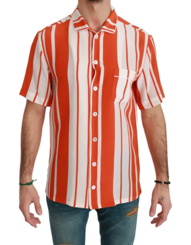 Silk Striped Short Sleeve Shirt