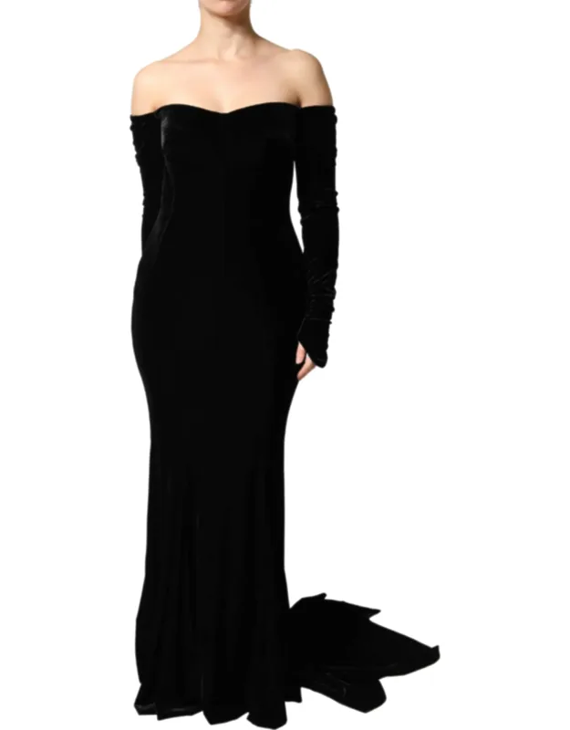 Off Shoulder Bodycon Long Gown Dress