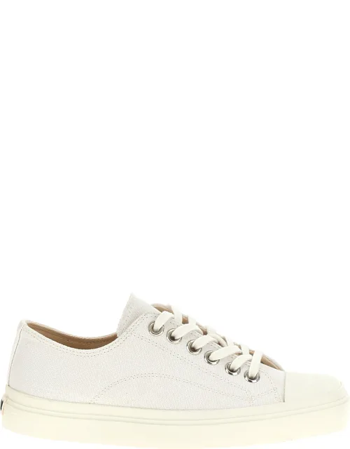 White Cotton Low Top Sneakers