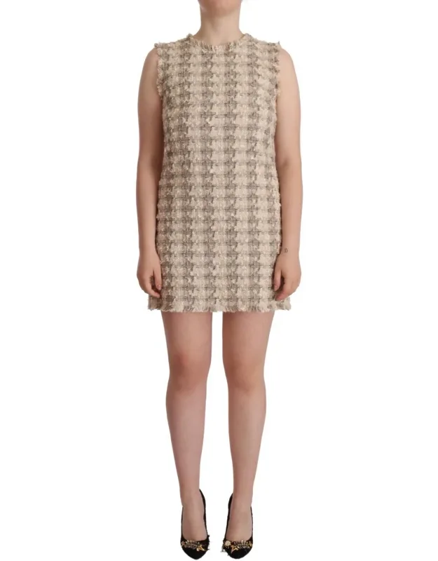 Checkered Sleeveless Mini Shift Dress