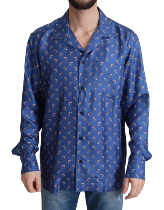 Beach Chair Umbrella Print Silk Shirt