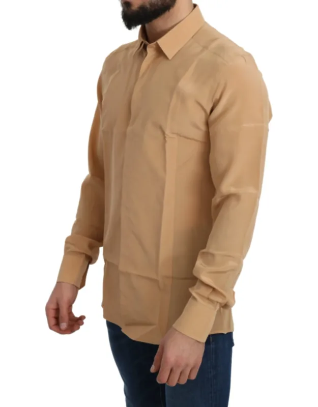 Silk Gold Top Slim Shirt