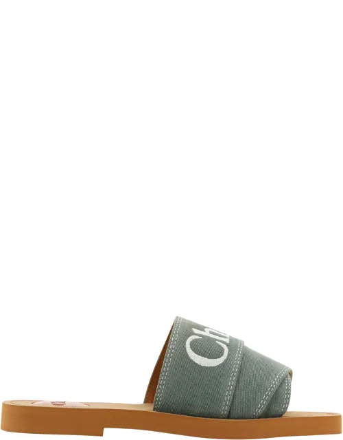 Forest Green Cotton Slides