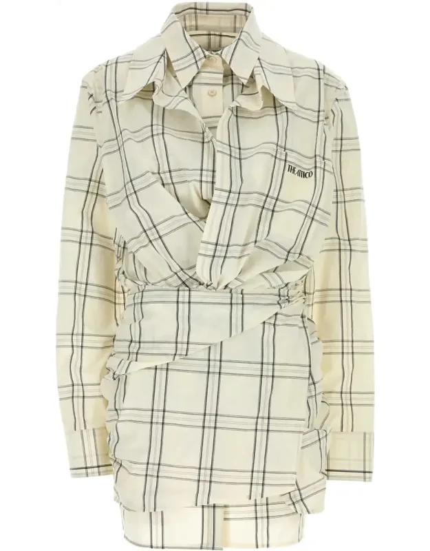 Embroidered Cotton Mini Shirt Dress