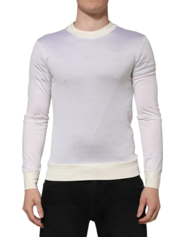 Silk Crew Neck Long Sleeve T-shirt