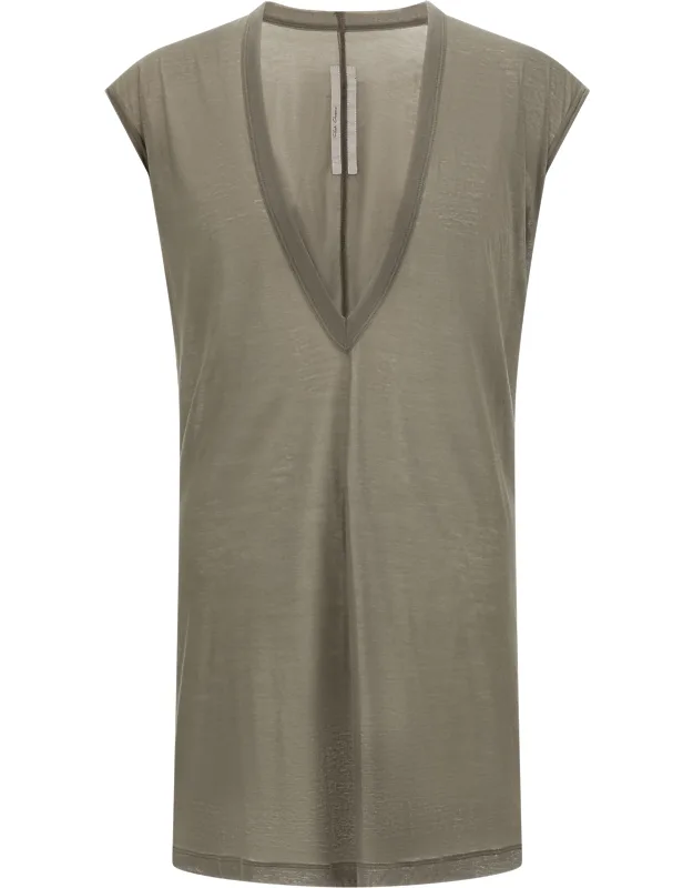 Rick Owens Gray Cotton T-shirt - Avant-garde Deep V-neck
