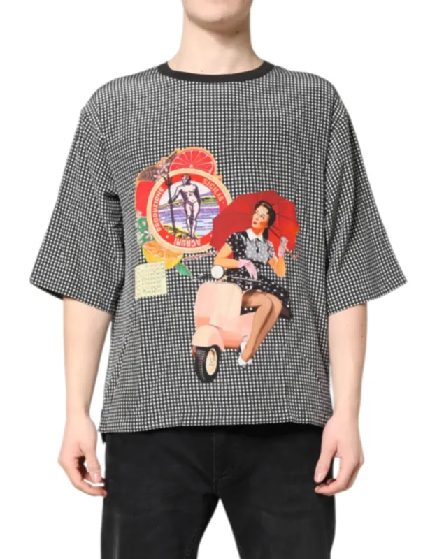 Graphic Print Short Sleeve T-shirt And Silk