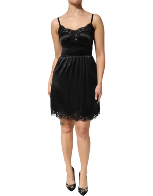 Silk Blend Lace Trim Sleeveless Mini Dress